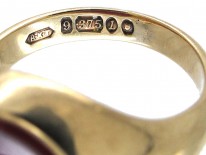 Lion Carnelian Intaglio 9ct Gold Signet Ring