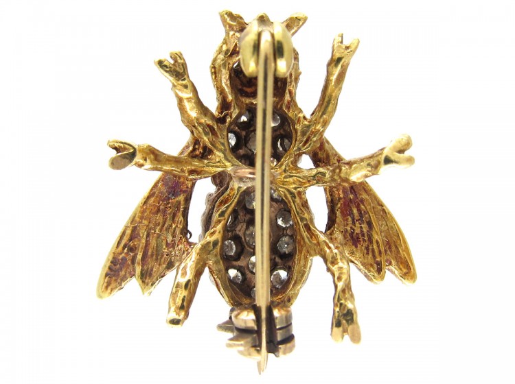 Diamond & 18ct Gold Bug Brooch