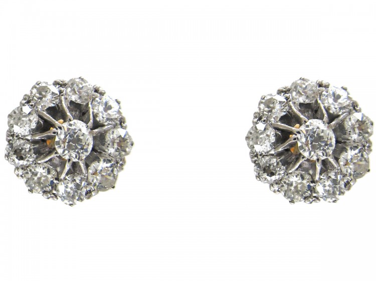 Edwardian Diamond Cluster Earrings