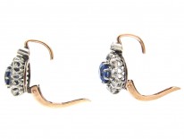 Edwardian Sapphire & Diamond Cluster Earrings