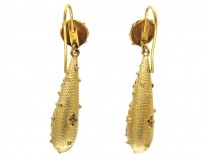 Gold Georgian Turquoise Set Drop Earrings