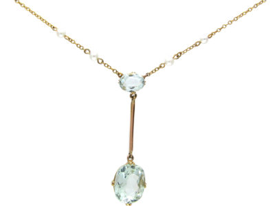 Aquamarine & Pearl Pendant on Chain