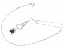 Art Deco Sapphire & Diamond Pendant on Chain