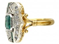 Emerald & Diamond Art Deco Ring