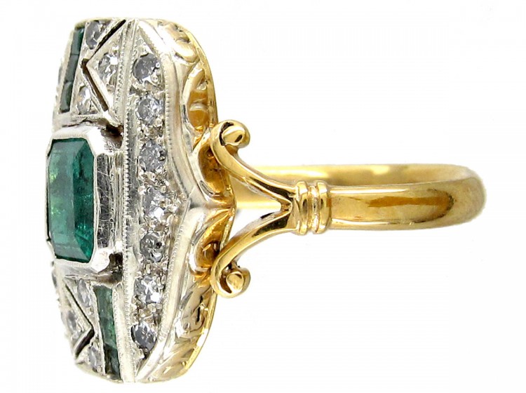 Emerald & Diamond Art Deco Ring