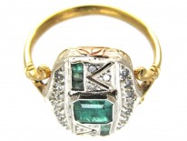 Emerald & Diamond Art Deco Ring