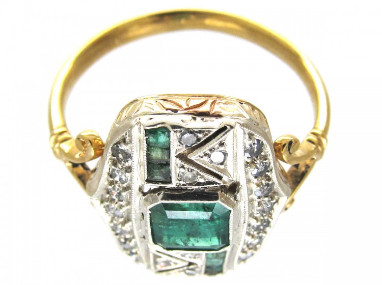 Emerald & Diamond Art Deco Ring