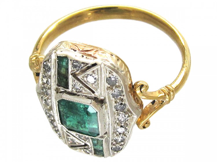 Emerald & Diamond Art Deco Ring