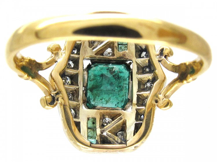 Emerald & Diamond Art Deco Ring