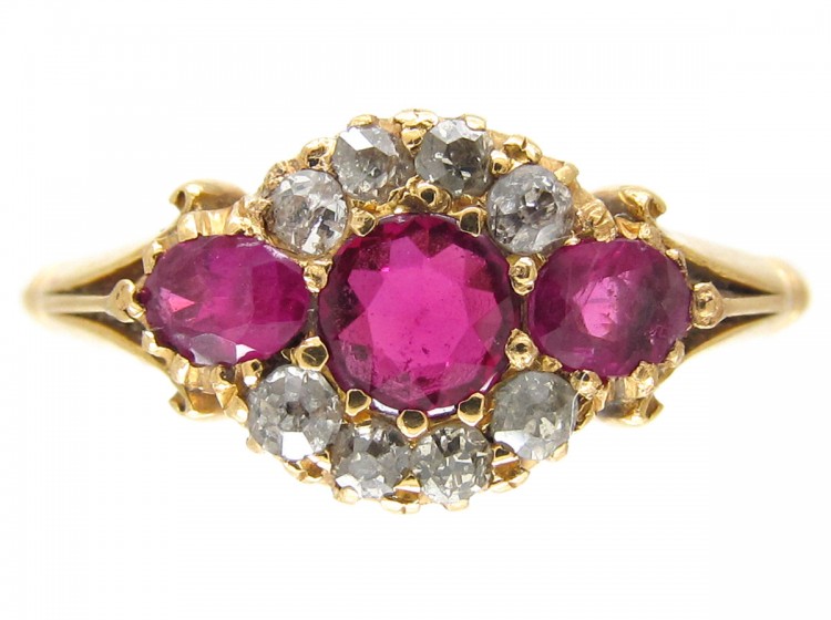 Edwardian Three Stone Ruby & Diamond Ring