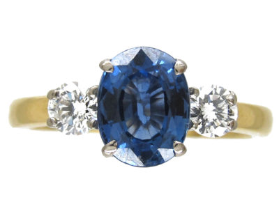 Sapphire & Diamond Three Stone Ring
