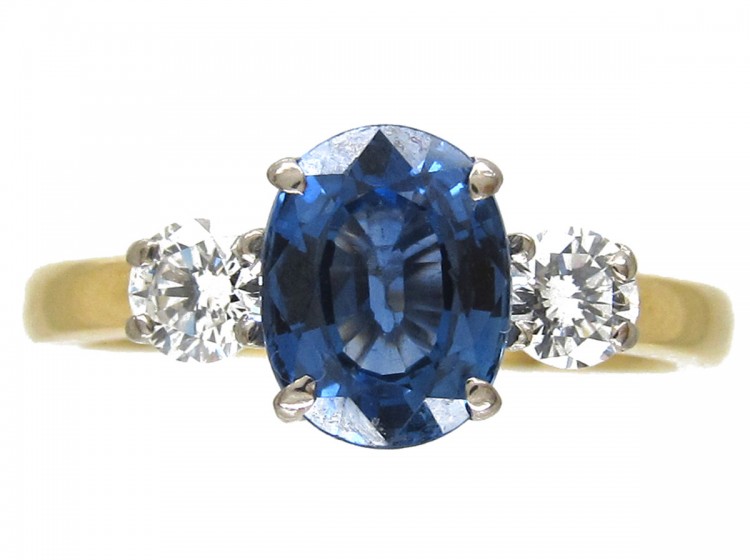 Sapphire & Diamond Three Stone Ring
