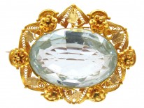 Large Aquamarine 18ct Gold Regency Brooch