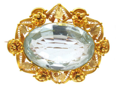 Large Aquamarine 18ct Gold Regency Brooch
