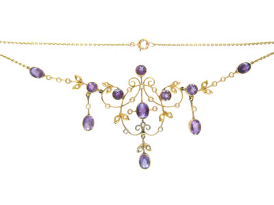 9ct Gold & Amethyst Necklace in Original Case