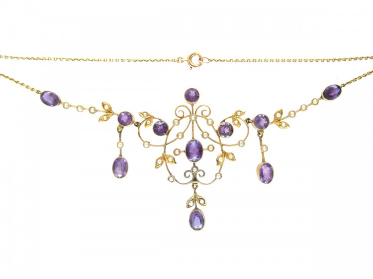9ct Gold & Amethyst Necklace in Original Case