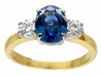 Sapphire & Diamond Three Stone Ring