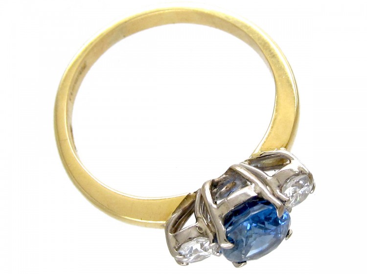 Sapphire & Diamond Three Stone Ring