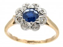 Sapphire & Diamond Edwardian Cluster Ring