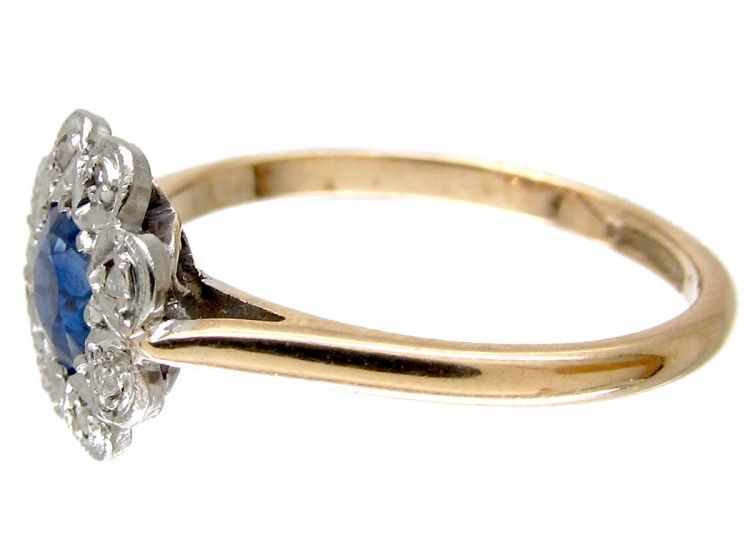Sapphire & Diamond Edwardian Cluster Ring
