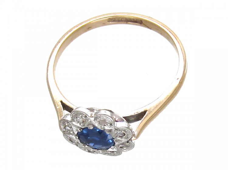 Sapphire & Diamond Edwardian Cluster Ring