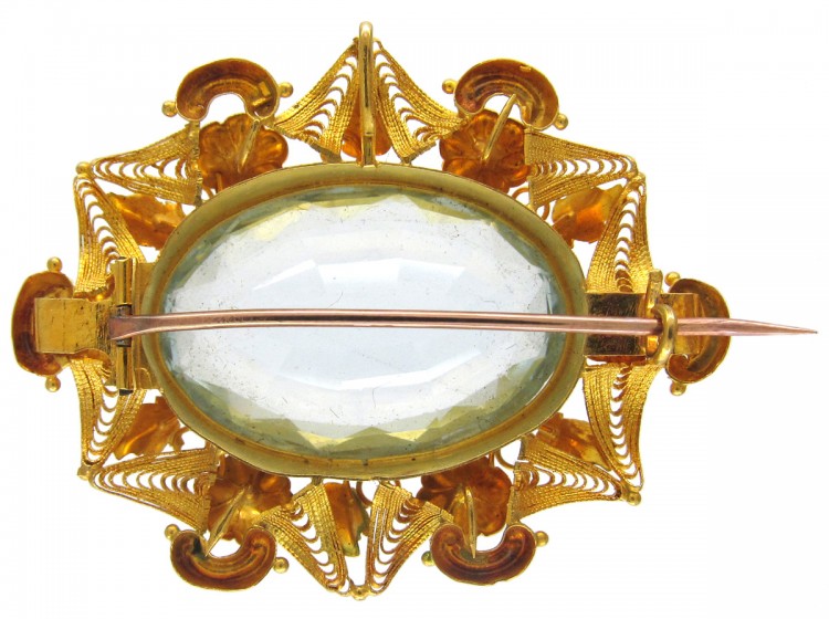 Large Aquamarine 18ct Gold Regency Brooch