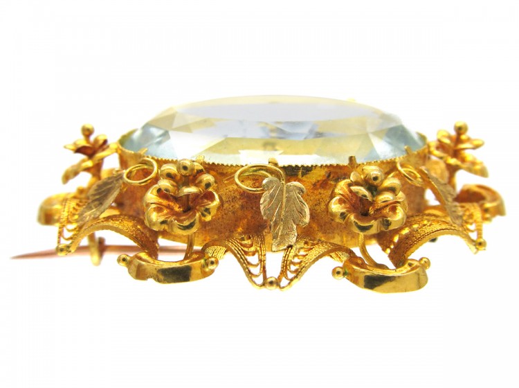 Large Aquamarine 18ct Gold Regency Brooch
