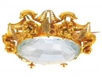 Large Aquamarine 18ct Gold Regency Brooch