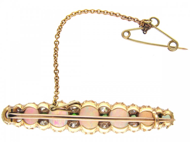 Edwardian Opal, Diamond & Green Garnet Brooch