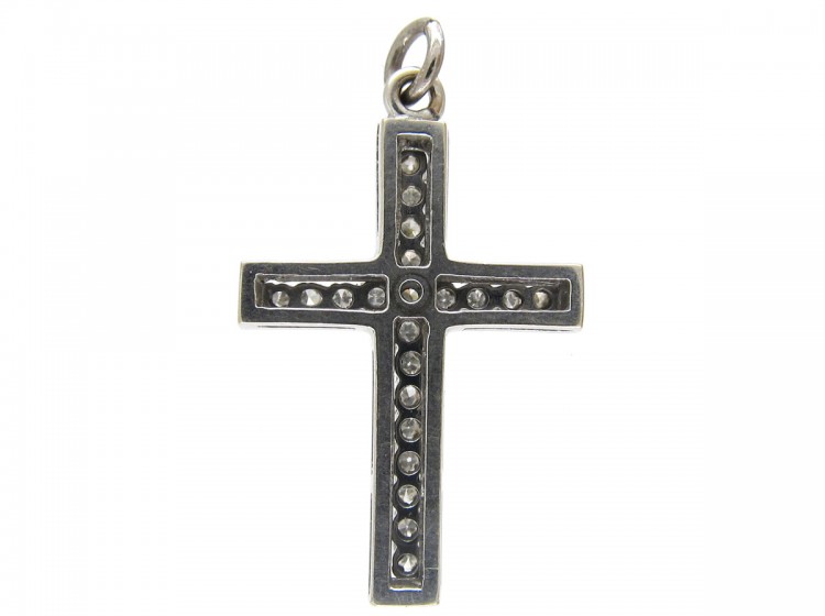 18ct White Gold & Diamond Cross