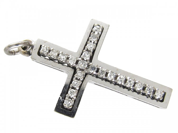 18ct White Gold & Diamond Cross