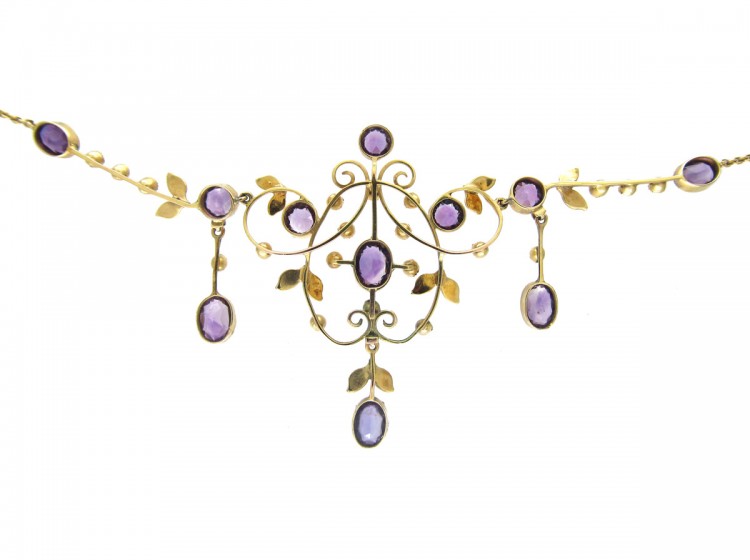 9ct Gold & Amethyst Necklace in Original Case