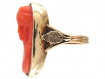 Neoclassical Carved Coral Ring