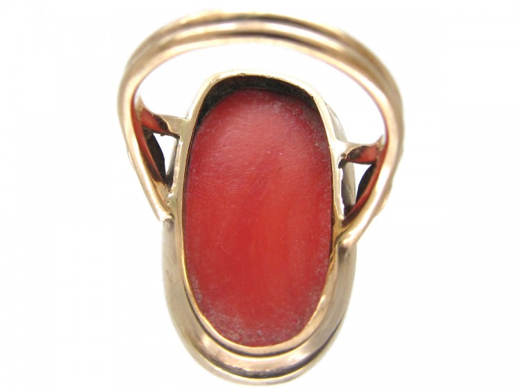 Neoclassical Carved Coral Ring
