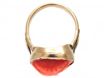 Neoclassical Carved Coral Ring