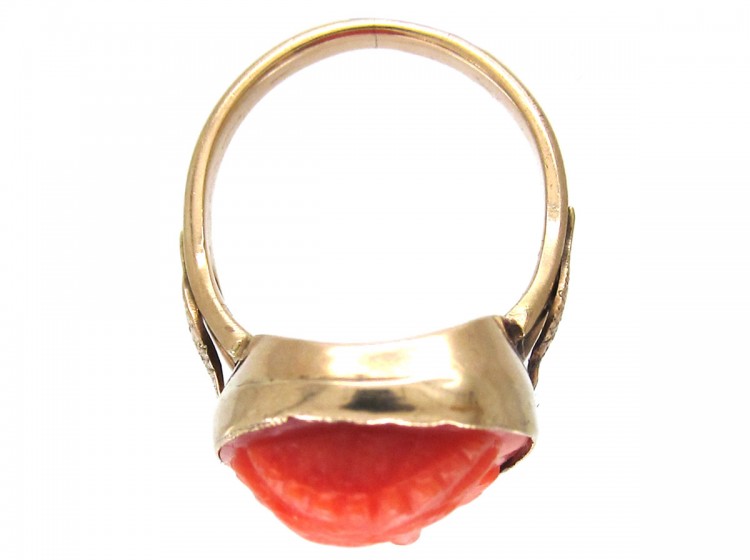 Neoclassical Carved Coral Ring