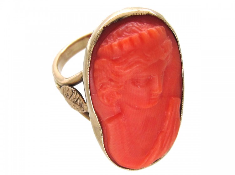 Neoclassical Carved Coral Ring