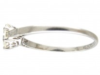 Art Deco Solitaire Diamond Ring with Diamond Baguette Shoulders