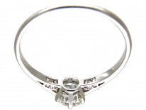 Art Deco Solitaire Diamond Ring with Diamond Baguette Shoulders