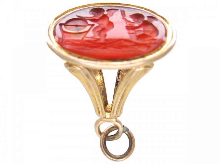 Georgian Gold & Carnelian Seal of Cherubs Sharpening Arrows