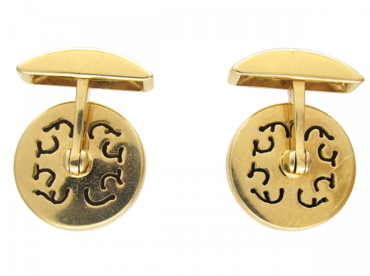 18ct Gold & Enamel Lawn Tennis Cufflinks
