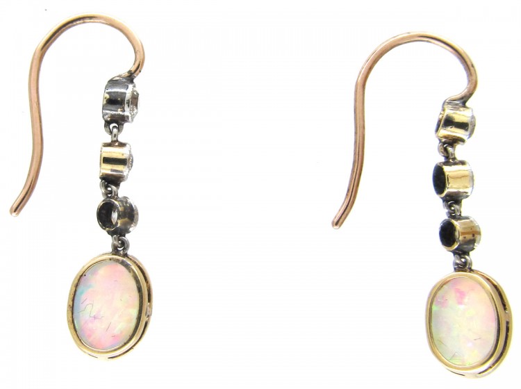 Edwardian Opal ​& Diamond Drop Earrings