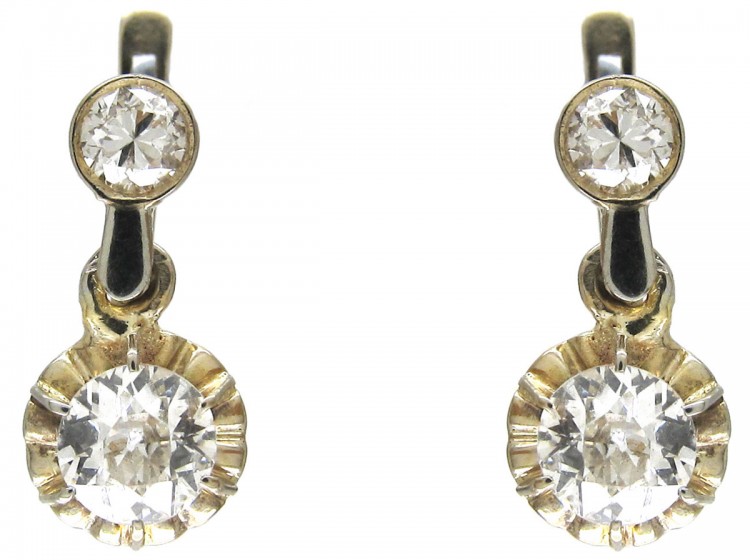 Two Stone Diamond Drop Earrings