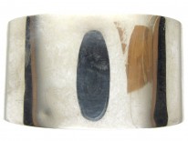 Wide Silver Engraved Leaf Design Bangle