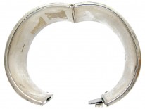 Wide Silver Engraved Leaf Design Bangle