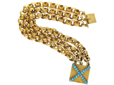 Georgian 18ct Gold Bracelet with Turquoise Set Clasp