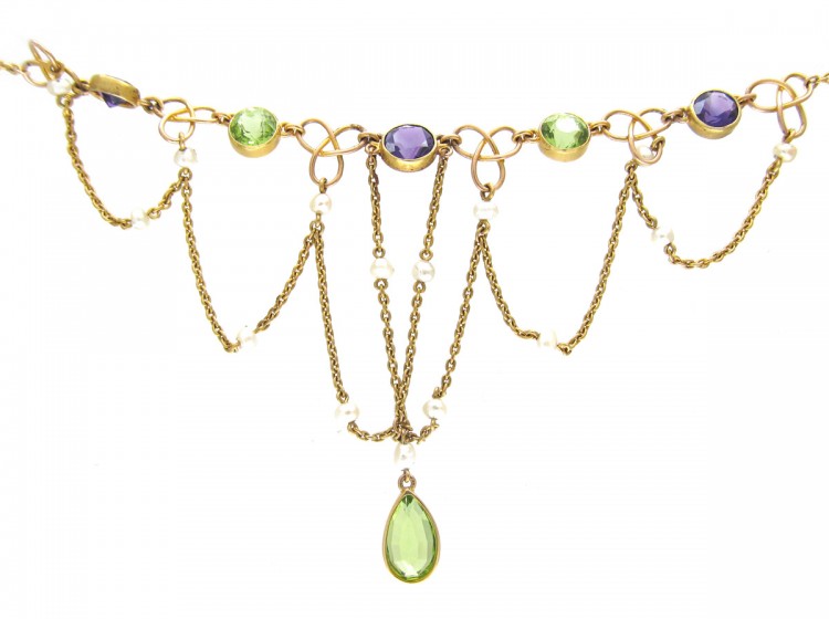 15ct Gold Suffragette Festoon Necklace