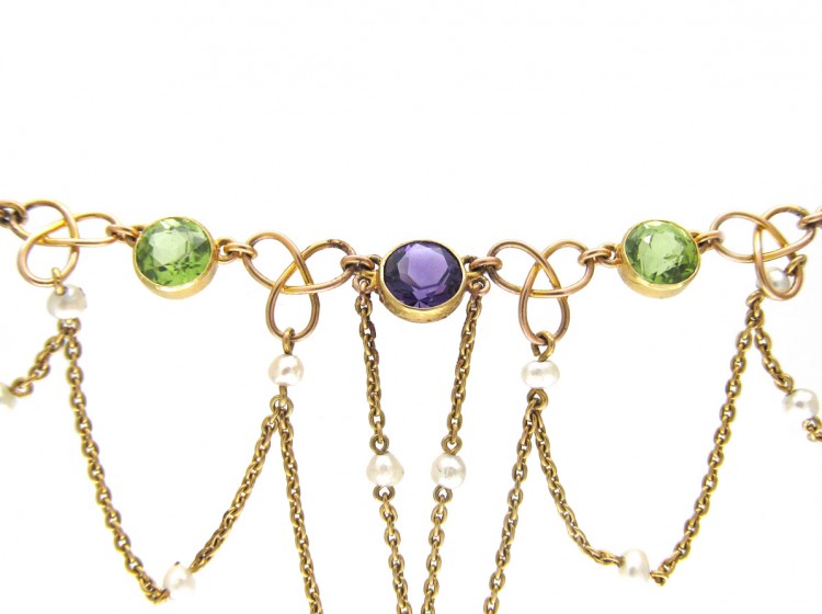 15ct Gold Suffragette Festoon Necklace
