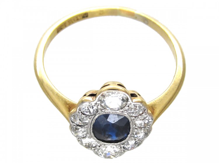 Edwardian Sapphire & Diamond Cluster Ring
