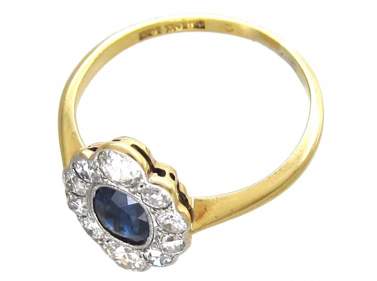 Edwardian Sapphire & Diamond Cluster Ring
